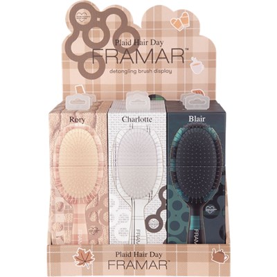 Framar Plaid Hair Day Detangle Brush Display